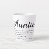 Weltbeste Tante, Tante Definition Chic Script Milchtasse (Vorderseite)