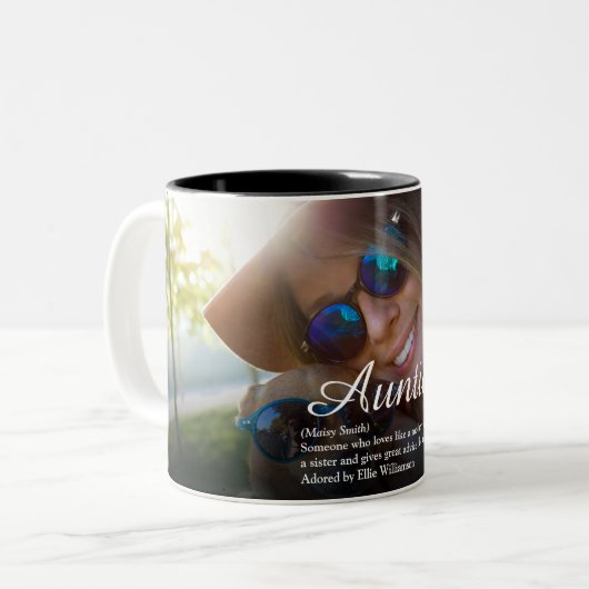 Weltbeste Tante, Tante Definition Foto Zweifarbige Tasse (Vorderseite Links)