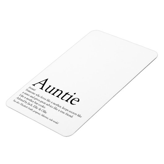 Weltbeste Tante, Tante Definition Moderner Spaß Magnet (Linke Seite)