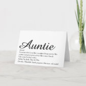 Weltbeste Tante, Tante Definition Script Karte (Vorderseite)