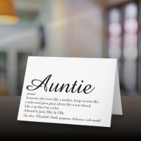 Weltbeste Tante, Tante Definition Script