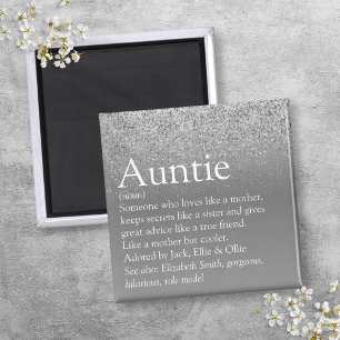 Weltbeste Tante Tante-Definition Silberglitter Magnet