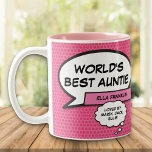 Weltbeste Tante Tante Spaß Cooles Comic Girly Pink Zweifarbige Tasse<br><div class="desc">Ruft laut aus,  was eure Tante oder Tante für euch bedeutet. Ein einzigartiges Geschenk zum Geburtstag,  Weihnachten oder jeden Tag,  den Sie gewollt haben,  um zu zeigen,  wie viel sie Ihnen bedeutet. Ein perfekter Weg,  ihr zu zeigen,  wie phantastisch sie jeden Tag ist. Entwickelt von Thisisnotme©</div>