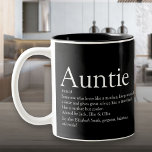 Weltbeste Tante-Tante-Tante - Schwarz definiert Zweifarbige Tasse<br><div class="desc">Personalisieren Sie für Ihre Tante oder Tante,  um ein einzigartiges Geschenk zu schaffen. Ein perfekter Weg,  ihr zu zeigen,  wie phantastisch sie jeden Tag ist. Entwickelt von Thisisnotme©</div>