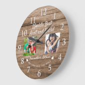 Weltbeste Tante und Onkel 2 Foto Rustikales Holz Große Wanduhr (Winkel)