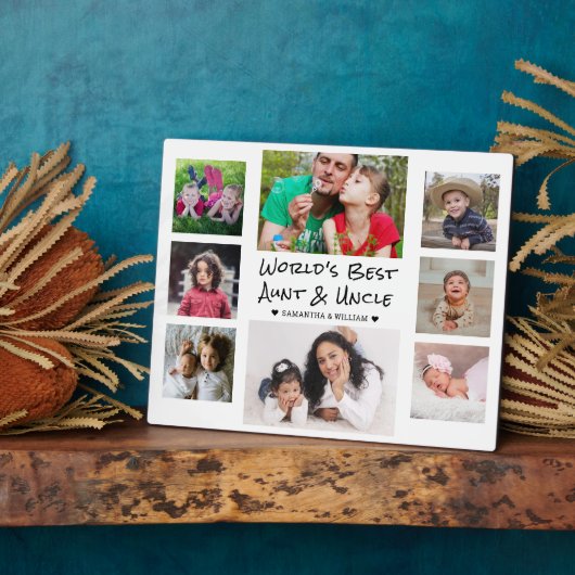 Weltbeste Tante und Onkel 8 Foto Collage White Fotoplatte (Seite)
