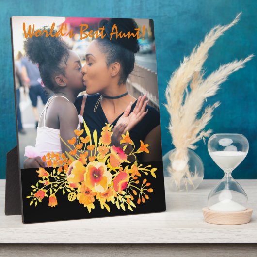 "Weltbeste Tante" und Wildblumen zur Mandarine Fotoplatte (Seite)