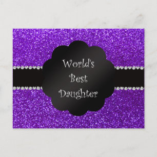 Weltbeste Tochter-Indigo lila Glitzer Postkarte