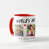 Weltbeste Vater 3 Kinder Fotos Tasse (Vorderseite Links)