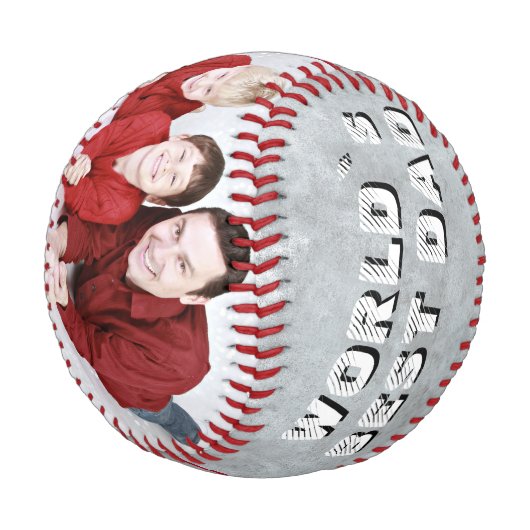 Weltbeste Vater-Bezeichnung 2 FotoCollage Baseball (Schrägansicht)