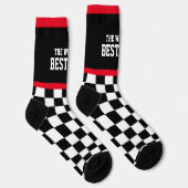 Weltbeste Vater-Fahne mit rotem Schwarz Socken (Rechts)