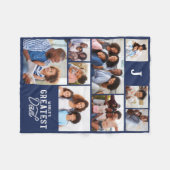 Weltbeste Vater Monogramm-Foto-Gitterkette Fleecedecke (Vorderseite (Horizontal))