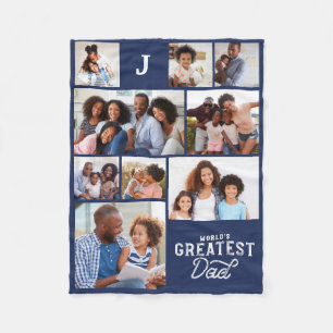 Weltbeste Vater Monogramm-Foto-Gitterkette Fleecedecke