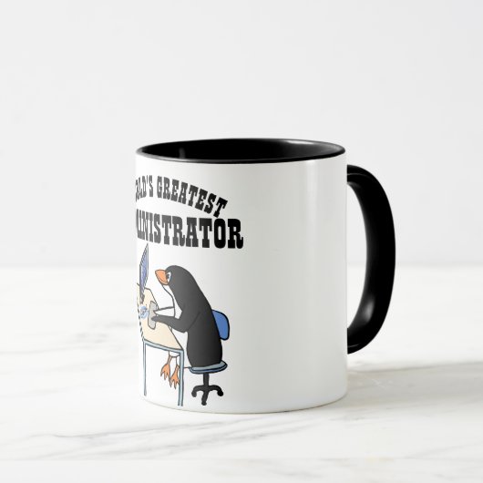 Weltbester ADMINISTRATOR ADMIN Gaben Pinguin Tasse (VorderseiteRechts)