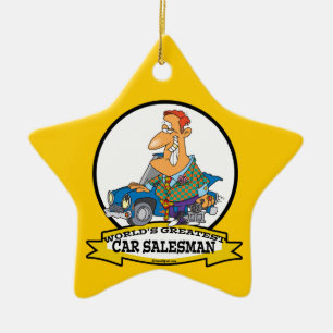 WELTBESTER AUTO SALESMAN II CARTOON KERAMIKORNAMENT