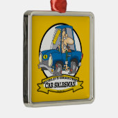 WELTBESTER AUTO SALESMAN MÄNNER CARTOON SILBERNES ORNAMENT (Rechts)