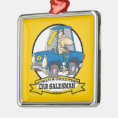 WELTBESTER AUTO SALESMAN MÄNNER CARTOON SILBERNES ORNAMENT (Links)