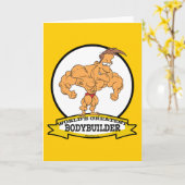 WELTBESTER BODYBUILDER MÄNNER CARTOON KARTE (Gelbe Blume)