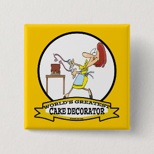 WELTBESTER CAKE DECORATOR FRAUEN CARTOON BUTTON