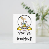 WELTBESTER COMEDIAN MEN CARTOON EINLADUNG (Stehend Vorderseite)