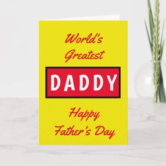 Weltbester Daddy Text Red Yellow Vathday Karte (Vorderseite)