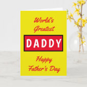 Weltbester Daddy Text Red Yellow Vathday Karte (Gelbe Blume)
