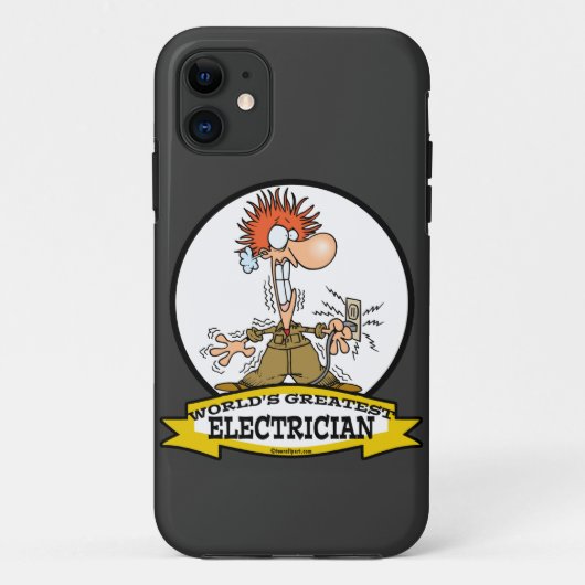 WELTBESTER ELEKTRIZISCHER MÄNNER CARTOON Case-Mate iPhone HÜLLE (Rückseite)