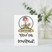 WELTBESTER ELEKTRIZISCHER MÄNNER CARTOON EINLADUNG (Stehend Vorderseite)