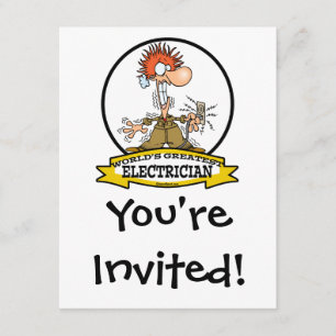 WELTBESTER ELEKTRIZISCHER MÄNNER CARTOON EINLADUNG