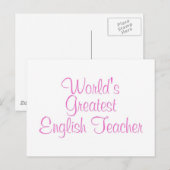 Weltbester Englischlehrer Pink Postkarte (Vorne/Hinten)