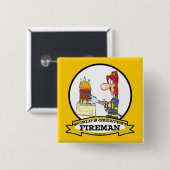WELTBESTER FIREMAN MEN CARTOON BUTTON (Vorne & Hinten)