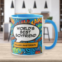 Weltbester Freund Name Lustig Retro-Comic Blau