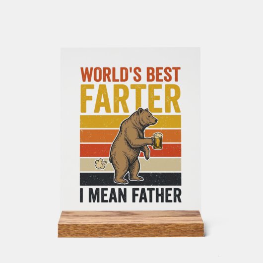 Weltbester Furzer Lustiger Vater Bär Acrylschild (Vorderseite)