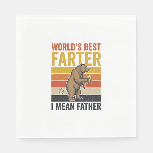 Weltbester Furzer Lustiger Vater Bär Serviette (Vorderseite)