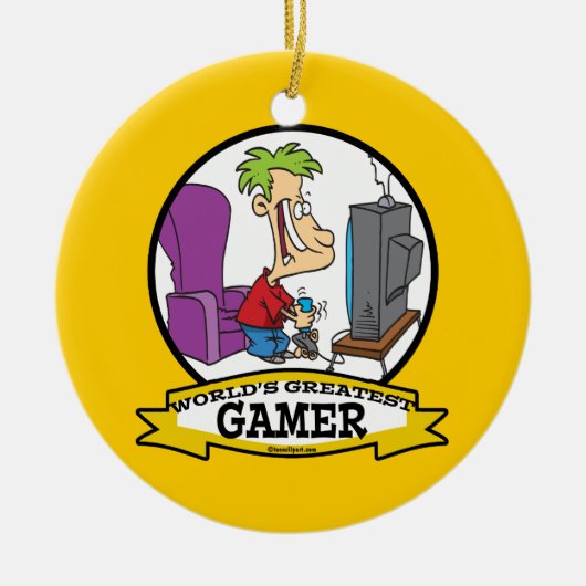 WELTBESTER GAMER II-CARTOON KERAMIKORNAMENT (Vorne)