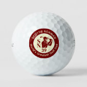 'Weltbester Golf-Vater' tiefrotes Logo Golfball (Vorderseite)