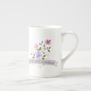 Weltbester Großmutter-Aquarell-Blumenstrauß Porzellantasse