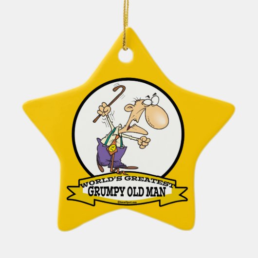 WELTBESTER GRUMPY ALTER MAN CARTOON KERAMIKORNAMENT (Vorne)