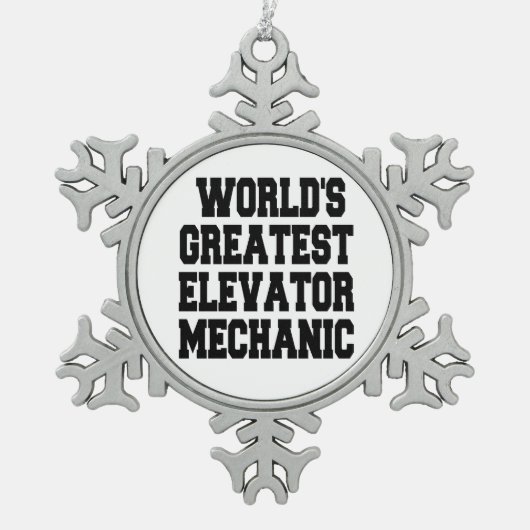 Weltbester Höhenrudermechanismus Schneeflocken Zinn-Ornament (Vorderseite)