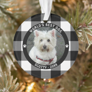 WELTBEStER HUND Schwarz Weiß Büffel Karo Name Ornament