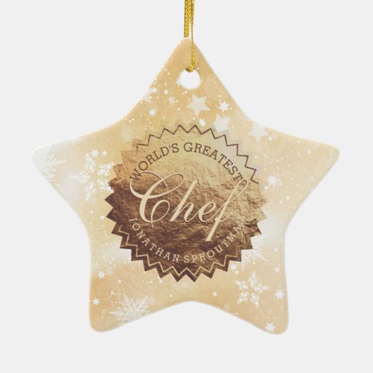 Weltbester Koch Imitate Gold Emblem Weihnachten Keramik Ornament (Hinten)