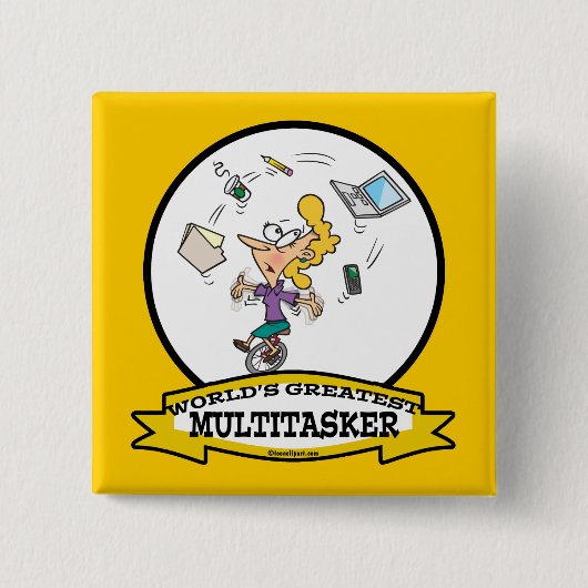 WELTBESTER MULTI-TASKER-CARTOON BUTTON (Vorderseite)