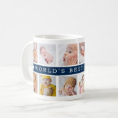 Weltbester Opa 12 Fotocollage Blau Kaffeetasse (Vorderseite Links)