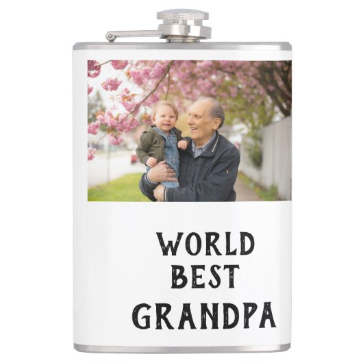 Weltbester Opa-Foto-Name Vatertag Opa Flachmann (Vorderseite)