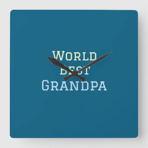 Weltbester Opa Namenstext Sporttext vereinfacht Quadratische Wanduhr