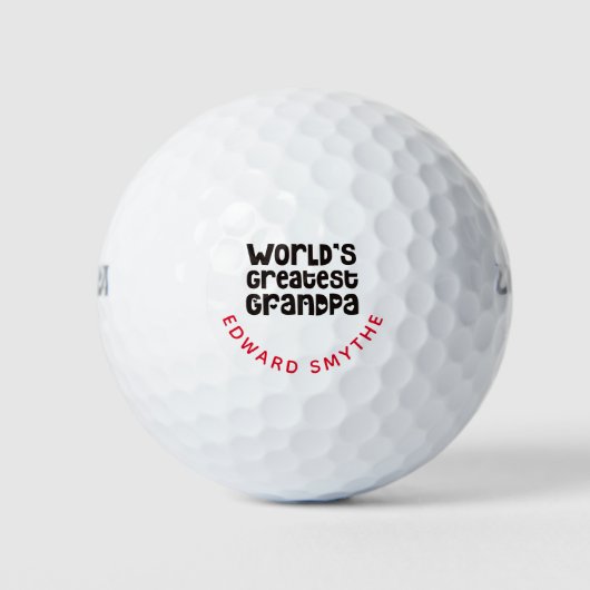 Weltbester Opfername Red Black Typografy Golfball (Vorderseite)