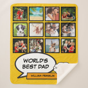 Weltbester Papa Foto-Collage Spaß Cool Comic Sherpadecke