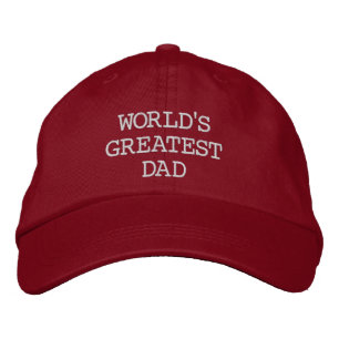 Weltbester Papa - Rot mit weißer Stickerei Bestickte Baseballkappe