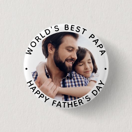 Weltbester Papa Vatertagsfoto Button (Vorderseite)