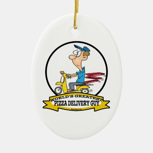 WELTBESTER PIZZA LIEFERER TYP CARTOON KERAMIK ORNAMENT (Vorne)